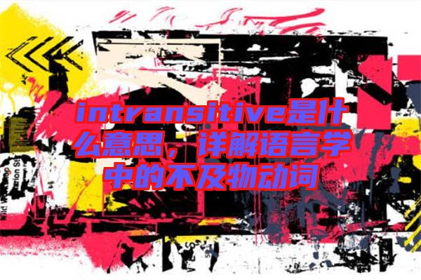 intransitive是什么意思，詳解語言學中的不及物動詞