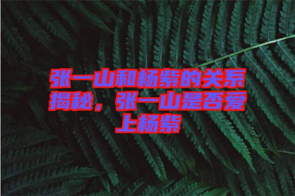 張一山和楊紫的關系揭秘，張一山是否愛上楊紫