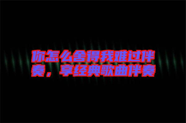 你怎么舍得我難過伴奏，享經典歌曲伴奏