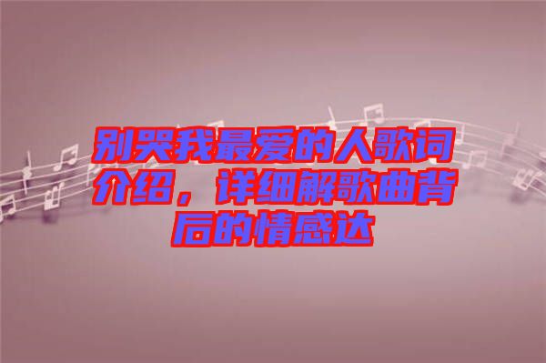 別哭我最愛(ài)的人歌詞介紹，詳細(xì)解歌曲背后的情感達(dá)