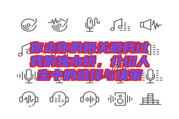 你走你的陽關道我過我的獨木橋，介紹人生中的選擇與決策