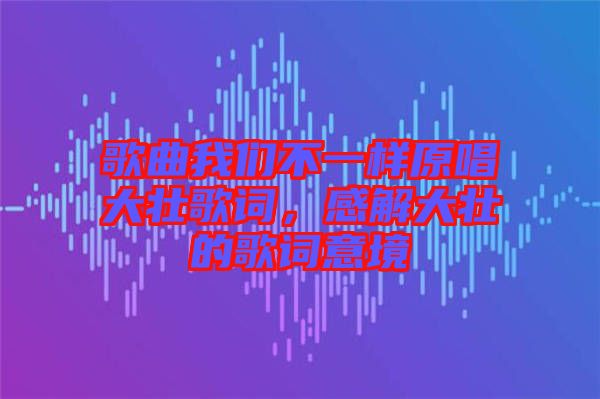 歌曲我們不一樣原唱大壯歌詞，感解大壯的歌詞意境