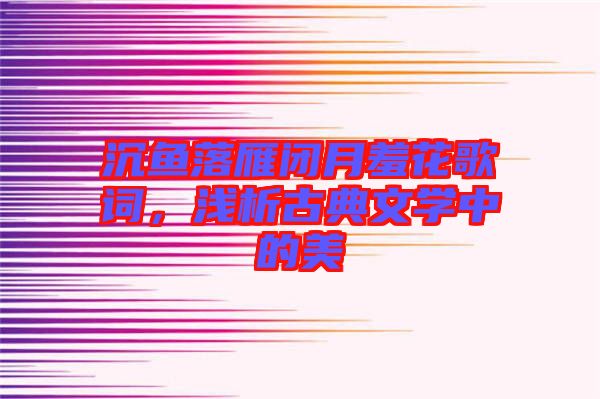 沉魚落雁閉月羞花歌詞，淺析古典文學中的美