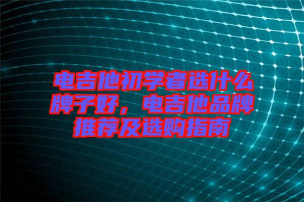 電吉他初學者選什么牌子好，電吉他品牌推薦及選購指南