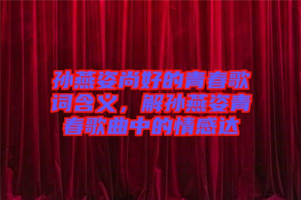 孫燕姿尚好的青春歌詞含義，解孫燕姿青春歌曲中的情感達