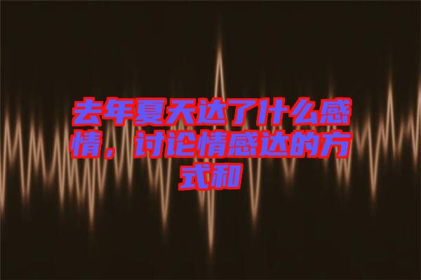 去年夏天達了什么感情，討論情感達的方式和