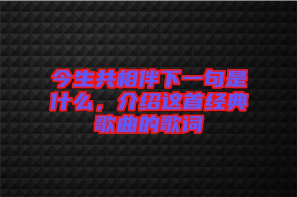 今生共相伴下一句是什么，介紹這首經(jīng)典歌曲的歌詞