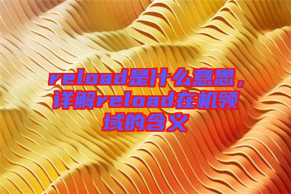 reload是什么意思，詳解reload在機領域的含義