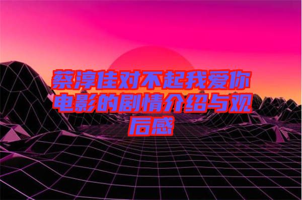 蔡淳佳對不起我愛你電影的劇情介紹與觀后感