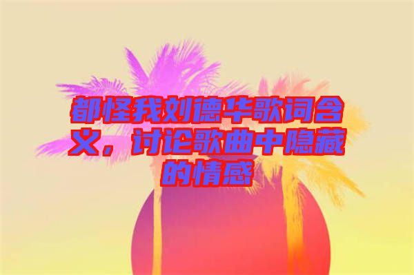 都怪我劉德華歌詞含義，討論歌曲中隱藏的情感