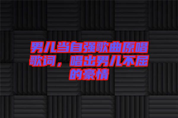 男兒當自強歌曲原唱歌詞，唱出男兒不屈的豪情