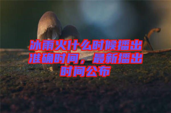 冰雨火什么時候播出準確時間，最新播出時間公布