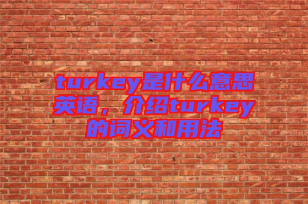 turkey是什么意思英語，介紹turkey的詞義和用法