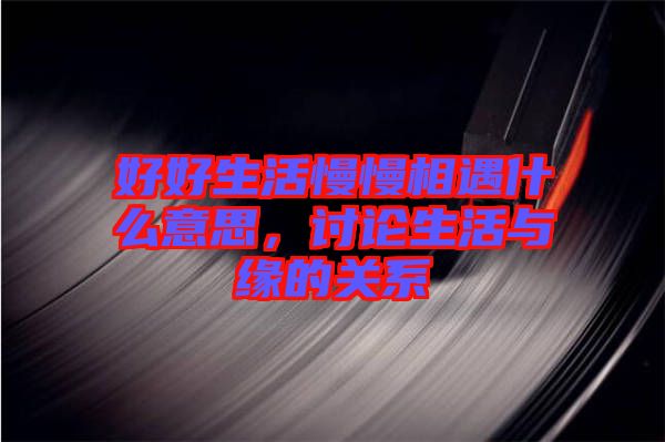 好好生活慢慢相遇什么意思，討論生活與緣的關系