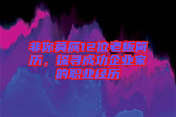 非你莫屬12位老板簡(jiǎn)歷，探尋成功企業(yè)家的職業(yè)經(jīng)歷