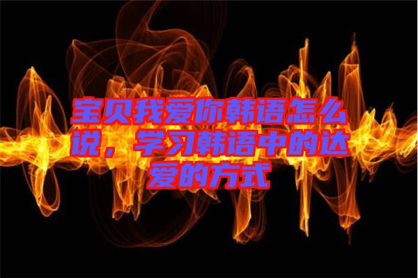 寶貝我愛你韓語怎么說，學習韓語中的達愛的方式