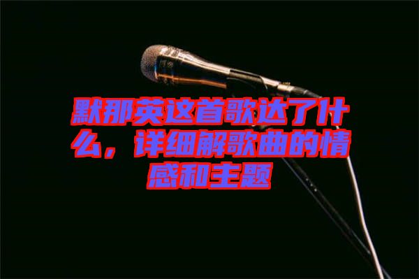 默那英這首歌達了什么，詳細解歌曲的情感和主題