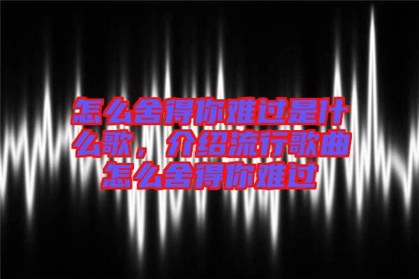 怎么舍得你難過是什么歌，介紹流行歌曲怎么舍得你難過