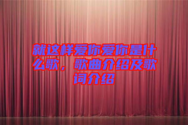 就這樣愛你愛你是什么歌，歌曲介紹及歌詞介紹