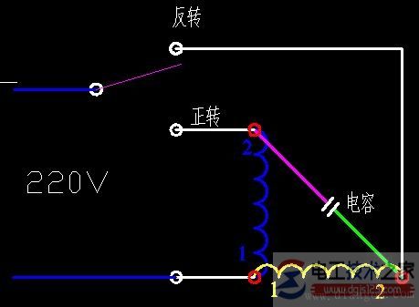 單相電機正反轉的接線圖2